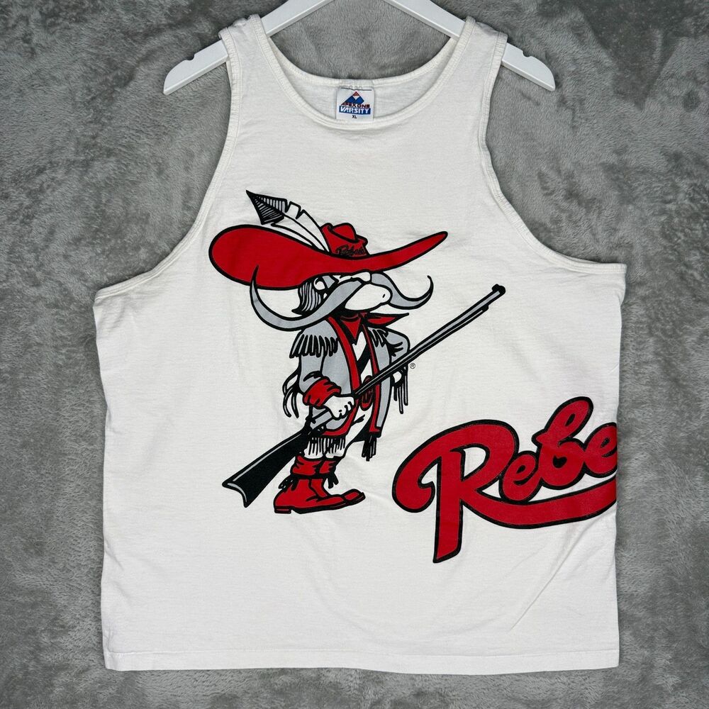 Vtg 90s UNLV Rebels Tank Top Shirt Mens XL Big Print Wrap Around Apex One Logo